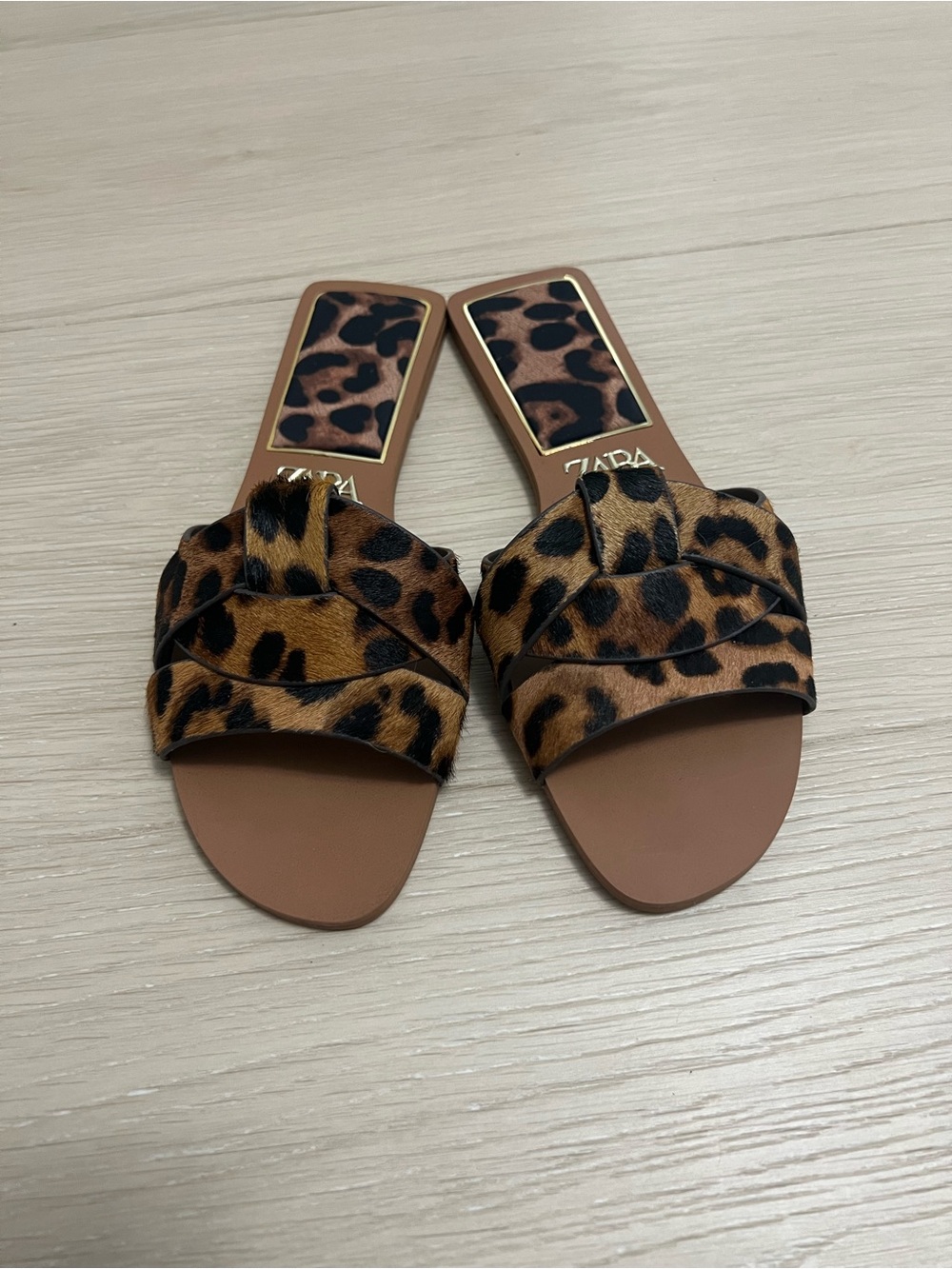Zara Leopard-Print Slide Mules in Brown and Black